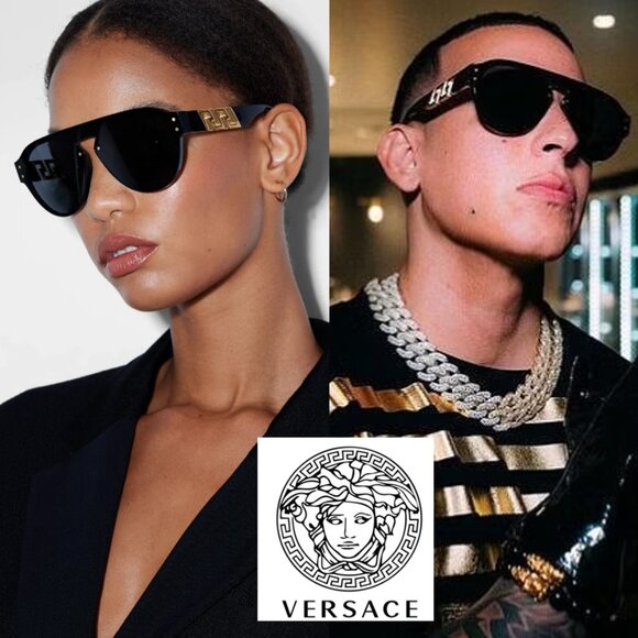 VERSACE Sunglasses VE4420 5356 73 Brown Gold Logo Aviator - Picture 3 of 12
